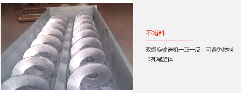 旋向相反，不堵料